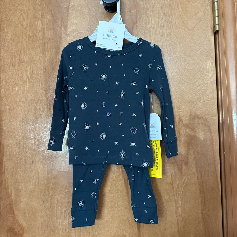 2 piece gender neutral cozy sun moon pajama set